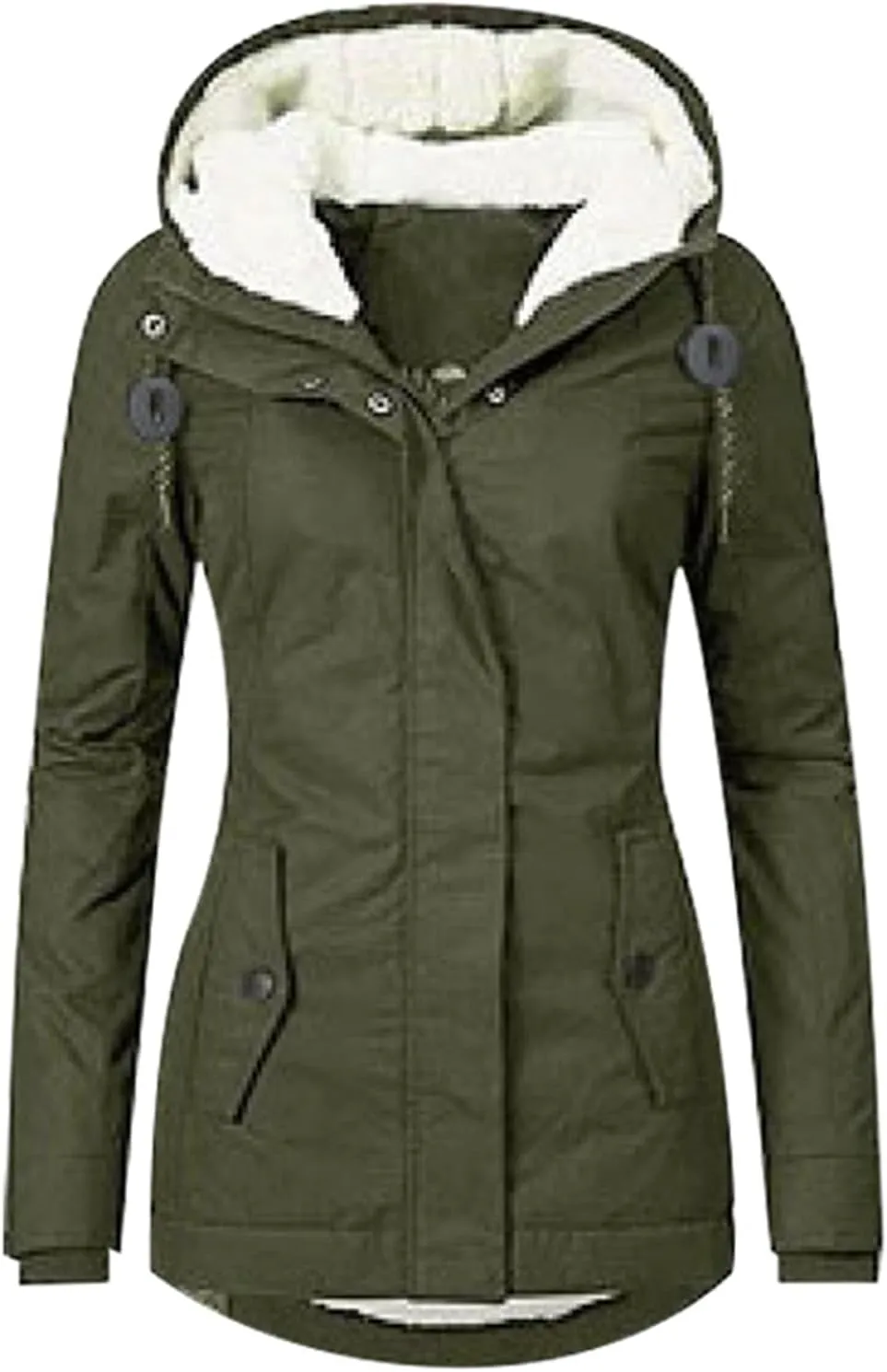 Puffer Jackets Womens Warm Hooded Jacket Thick Cotton Padded Loose Fleece Outerwear Oversized Hooded Winter Coats