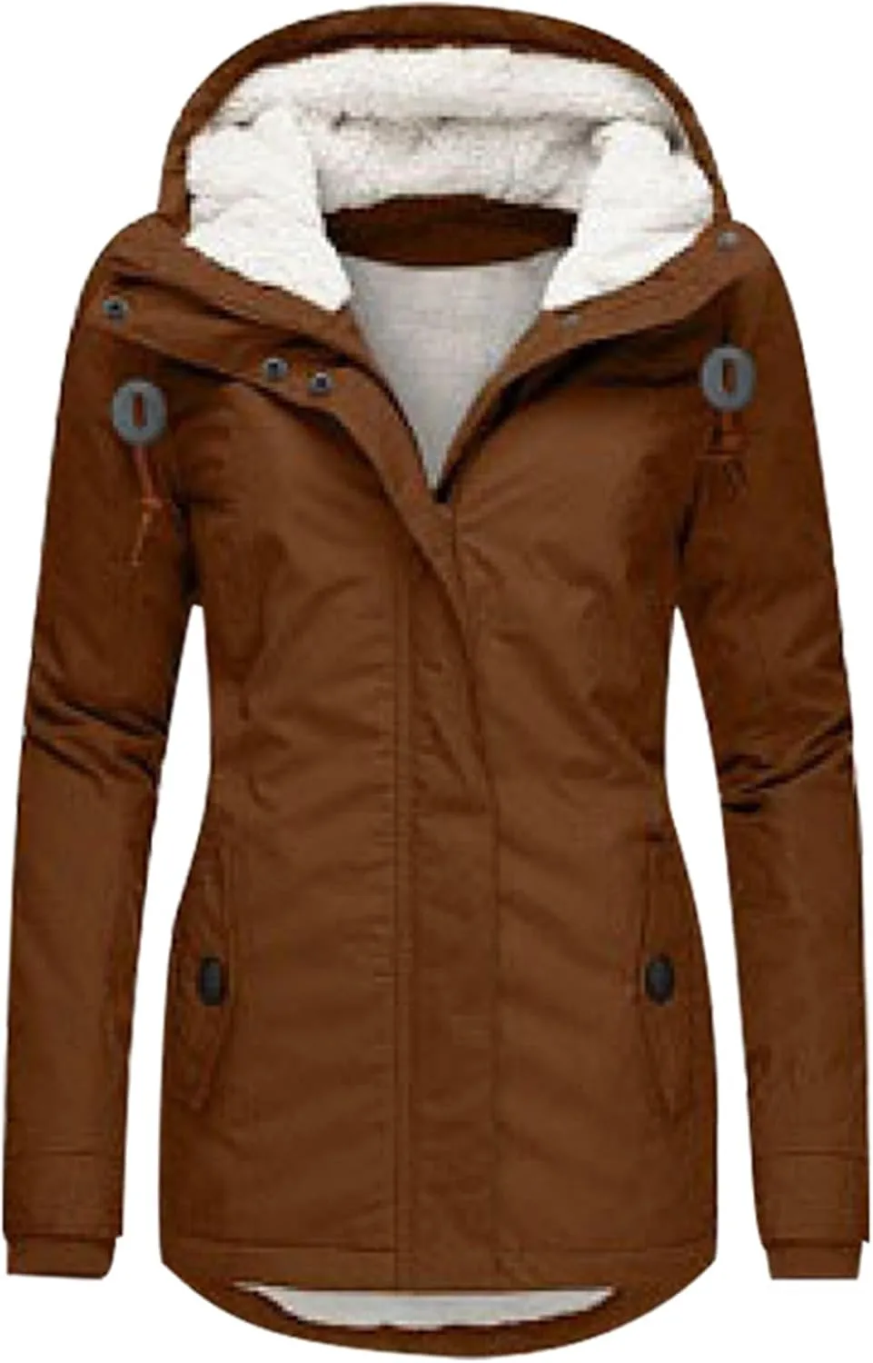 Puffer Jackets Womens Warm Hooded Jacket Thick Cotton Padded Loose Fleece Outerwear Oversized Hooded Winter Coats