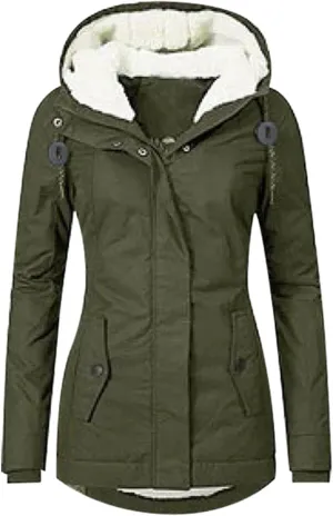 Puffer Jackets Womens Warm Hooded Jacket Thick Cotton Padded Loose Fleece Outerwear Oversized Hooded Winter Coats
