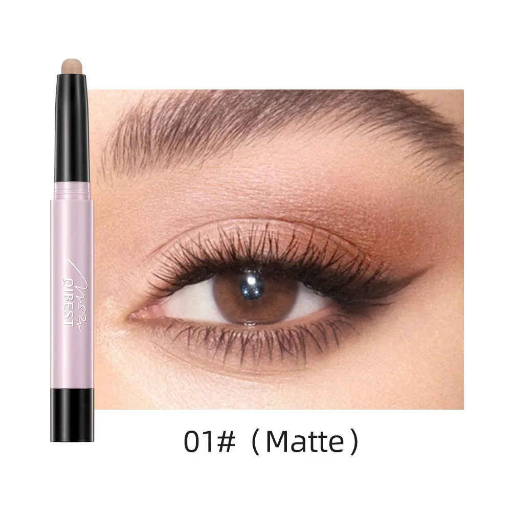 QIBEST Pearlescent Silkworm Eyeshadow Pen Waterproof Eyeshadow Pencil Glitter Matte Nude Gold Eye Shadow Pen Pigment Cosmetics