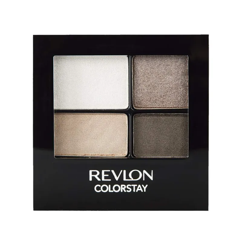Revlon ColorStay 16 Hour Eyeshadow Quad with Dual-Ended Applicator Brush, Longwear, Intense Color Smooth Eye Makeup for Day & Night, Moonlit (555), 0.16 oz