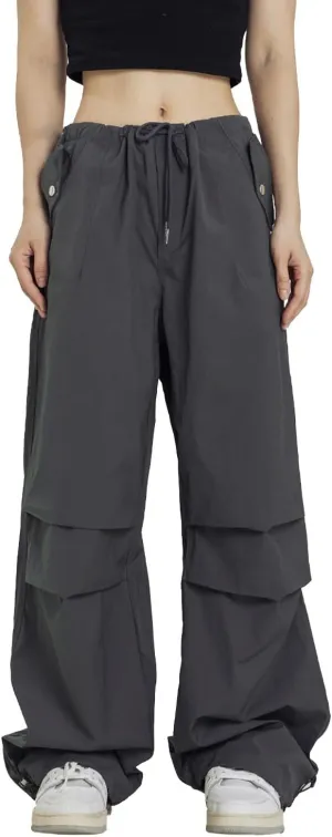 Rolanko Parachute Pants for Girls Y2K Cargo Trousers with Pockets Harajuku Jogger Pants Kids 4-14 Years