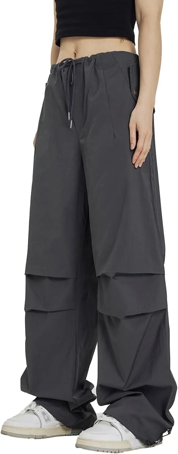 Rolanko Parachute Pants for Girls Y2K Cargo Trousers with Pockets Harajuku Jogger Pants Kids 4-14 Years
