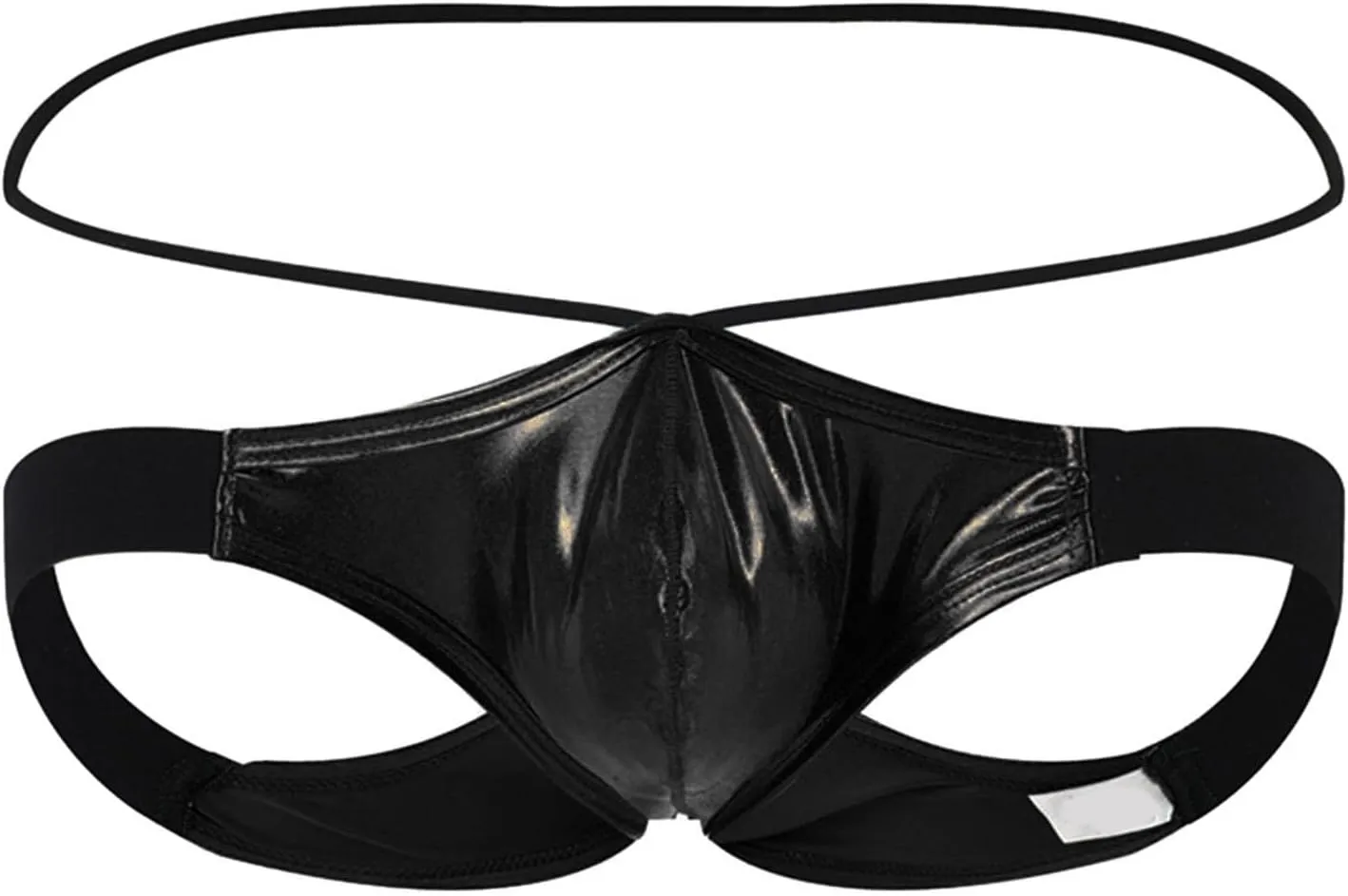 Sexy Leather Lingerie For Men Naughty T Shaped Leather Double Open Cut Color Matching Mesh Low Waisted Pants Underwear
