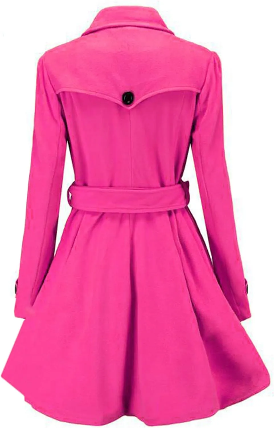 Sexyshine Women's Winter Double Breasted Dress Coats Winter Trench Jacket with Belt A-Line Mid Long Slim Flared Swing Peacoat