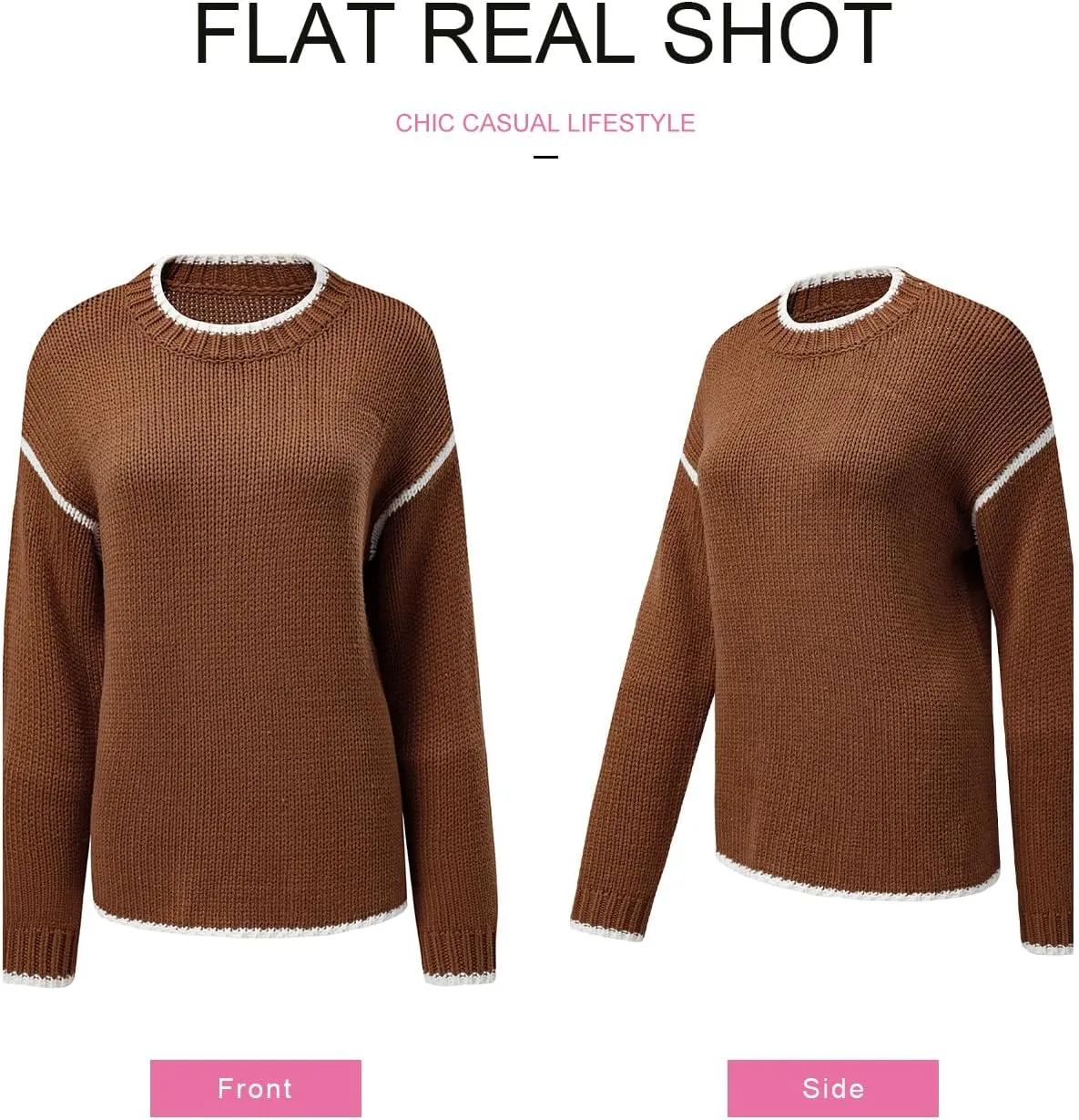 SHEWIN Womens Sweaters Crewneck Long Sleeve Knit Pullover Sweater Casual Fall Tops for Women 2025