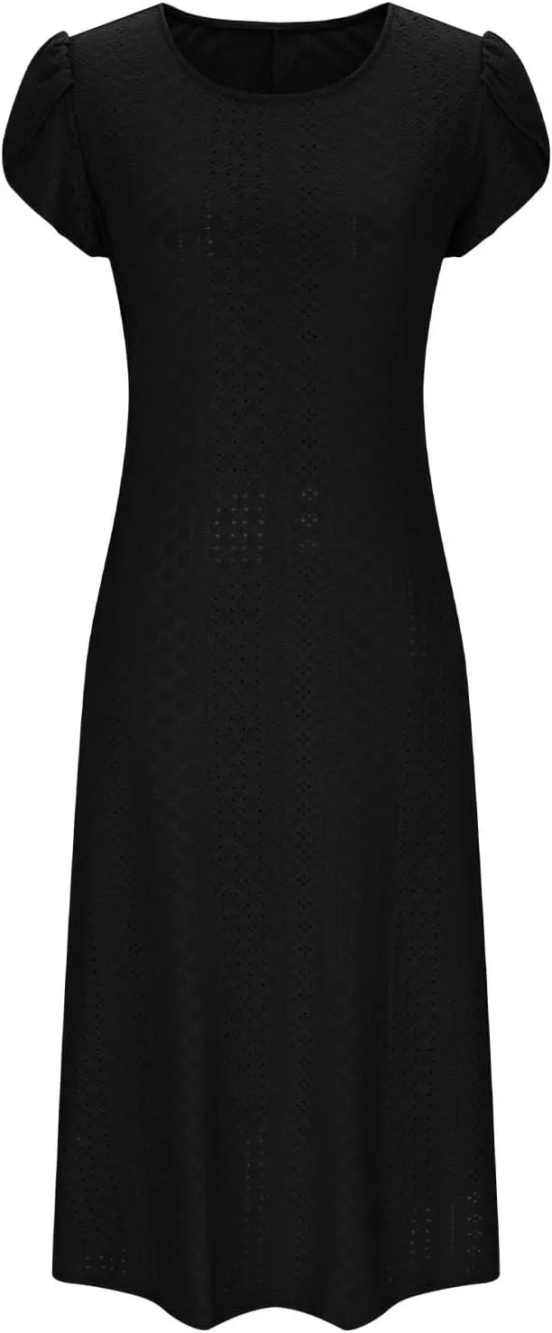 Shirt Dresses for Women Eyelet Casual Summer Boho Flowy Maxi Dresses Vacation Beach Outfits Trendy Clothing 2025