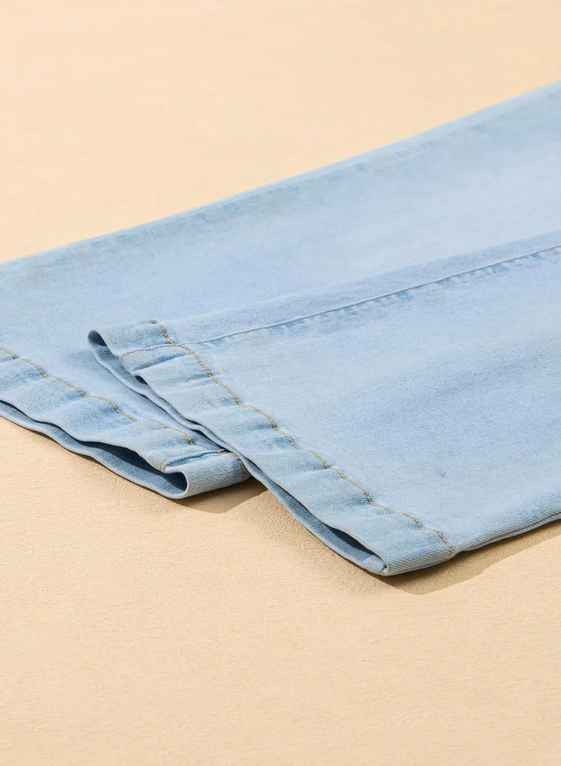 Sidefeel Women's Wide Leg Jeans High Waisted Stretchy Capri Pants