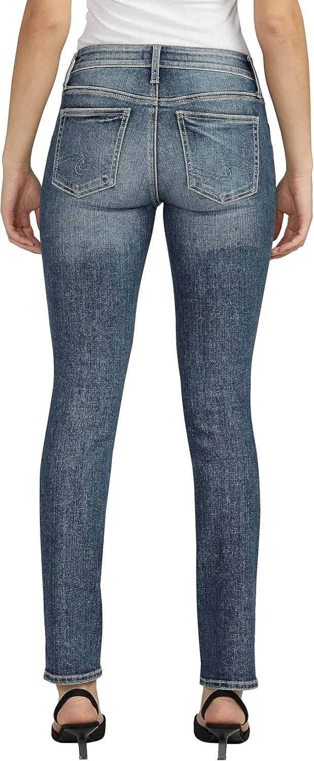 Silver Jeans Co. Women's Suki Mid Rise Curvy Fit Straight Leg