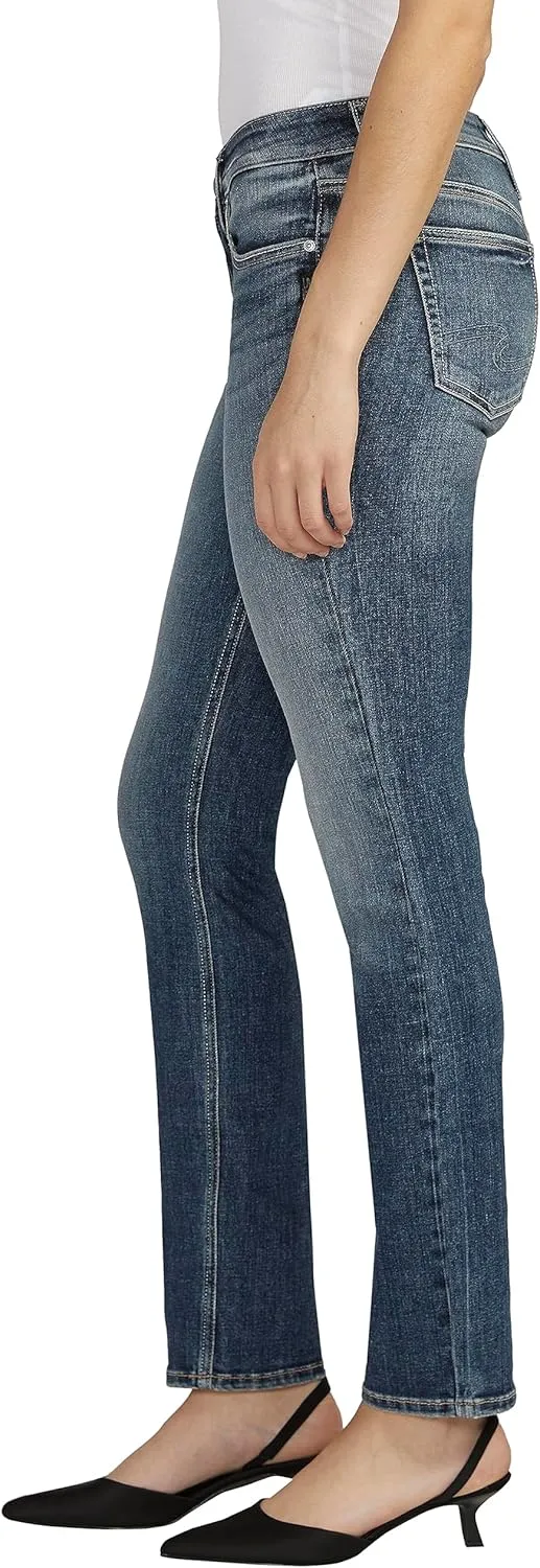 Silver Jeans Co. Women's Suki Mid Rise Curvy Fit Straight Leg