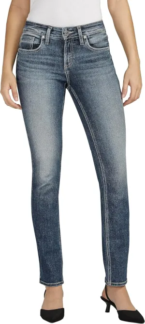 Silver Jeans Co. Women's Suki Mid Rise Curvy Fit Straight Leg