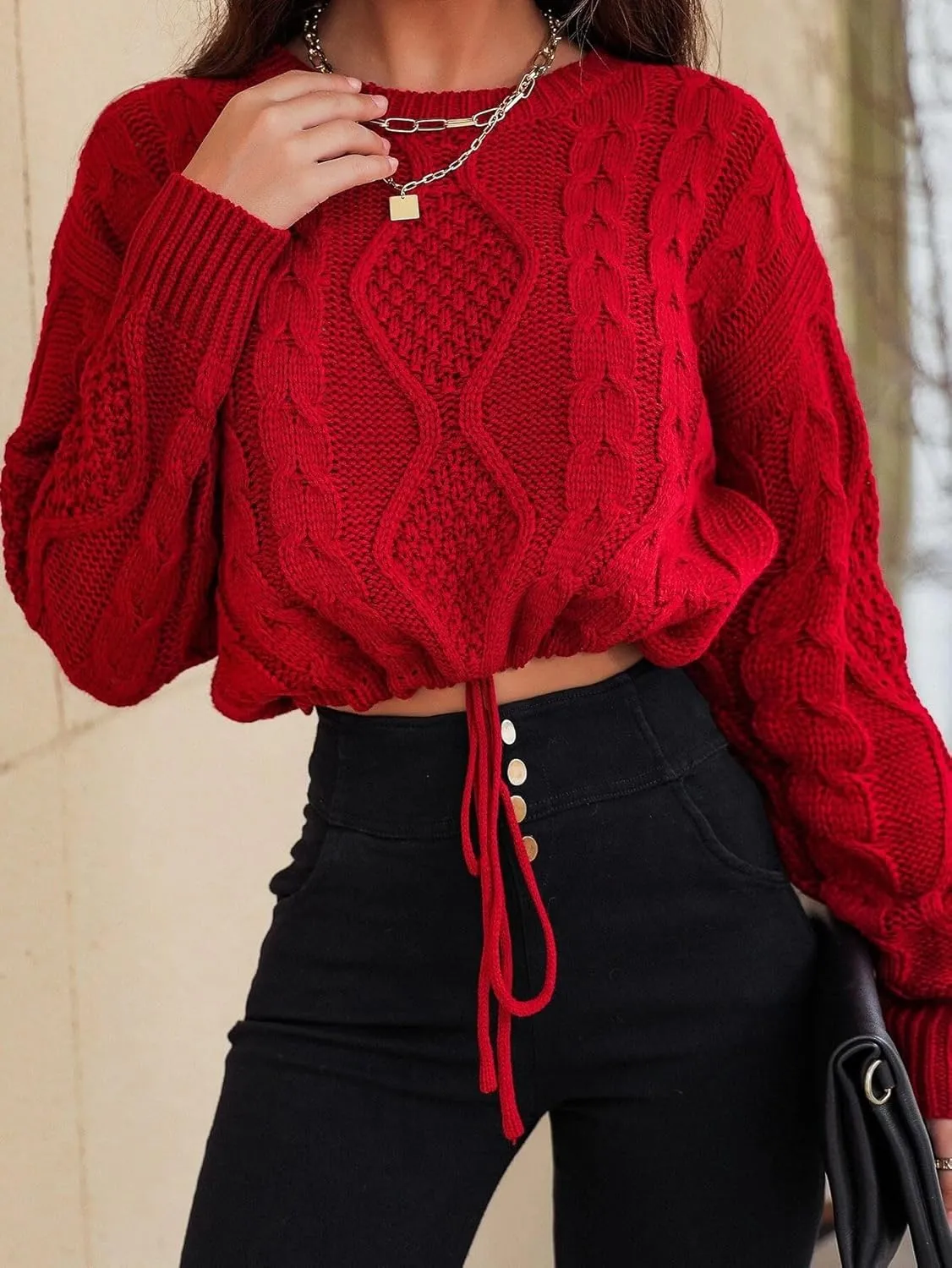 SISKIN Cropped Sweater for Women Fall,Long Sleeve Crop Top Women,Cable Knit Sweater Women,Fall Sweaters for Women Trendy