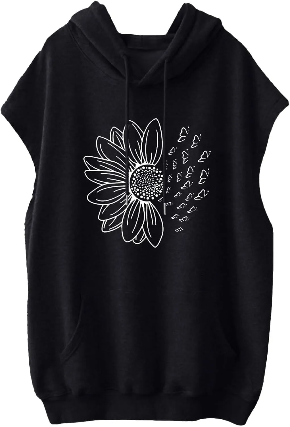 Sleeveless Hoodies for Women Plus Size Heart Print Hooded Sweatshirt Vest Loose Fit Summer Workout Athletic Tank Tops