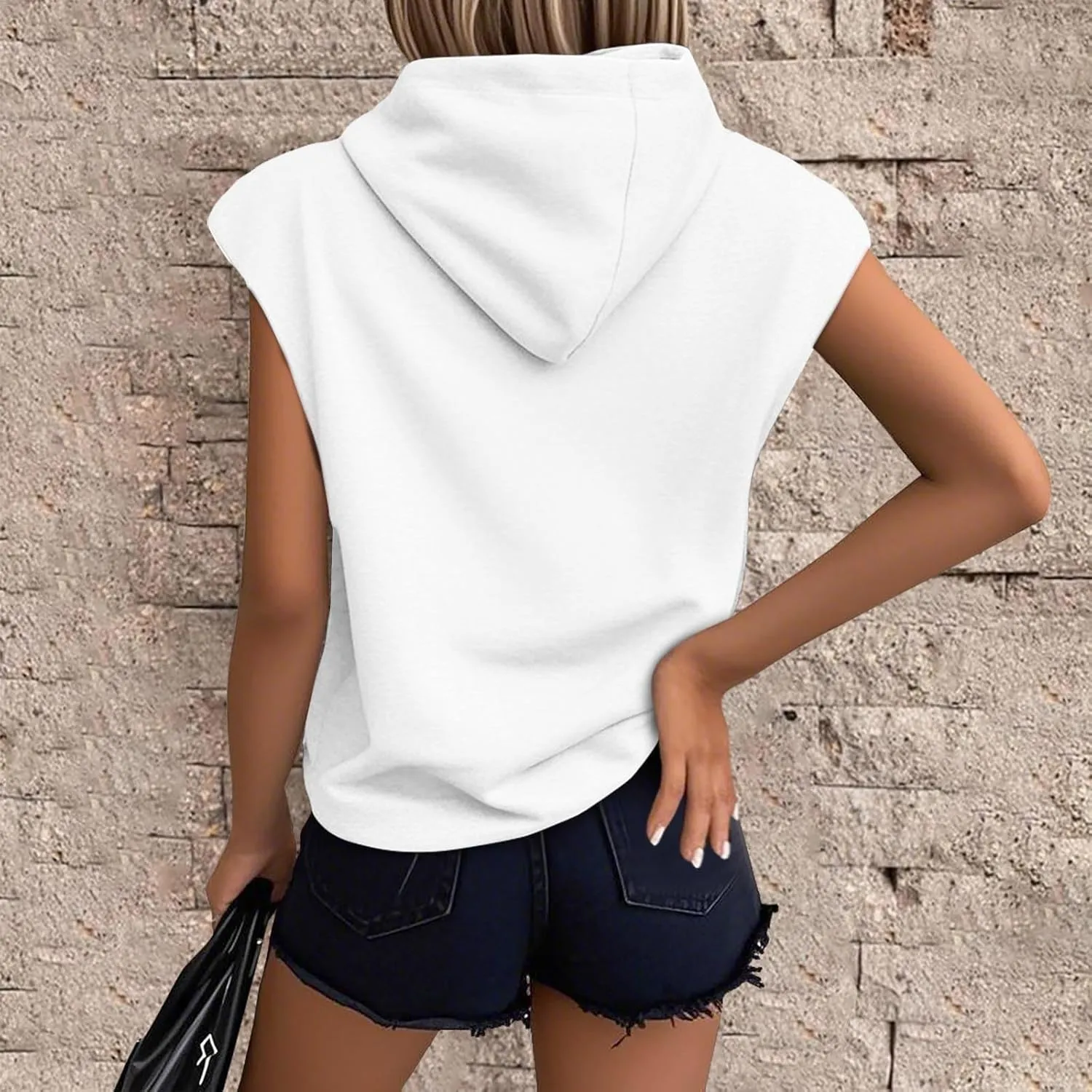 Sleeveless Hoodies for Women Plus Size Heart Print Hooded Sweatshirt Vest Loose Fit Summer Workout Athletic Tank Tops