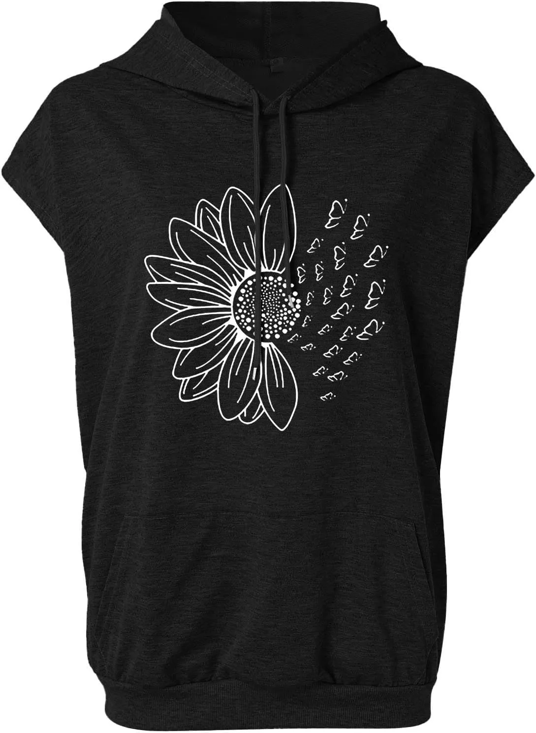 Sleeveless Hoodies for Women Plus Size Heart Print Hooded Sweatshirt Vest Loose Fit Summer Workout Athletic Tank Tops