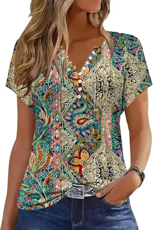 Soesdemo Womens Tshirts Short Rolled Sleeve Pleated Button Down V Neck Casual Dressy Summer Top Business Work Blouses Shirts