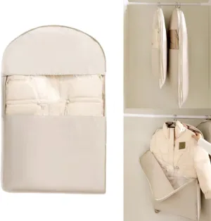 Space Saver Hanging Garment Bags for Closet Storage,Space Saving Hanging Garment Bag Self Compression Zipper,Dust Cover Clothes Bags Travel Organizer Protector for Down Coat Suit (White, 51.18 in)
