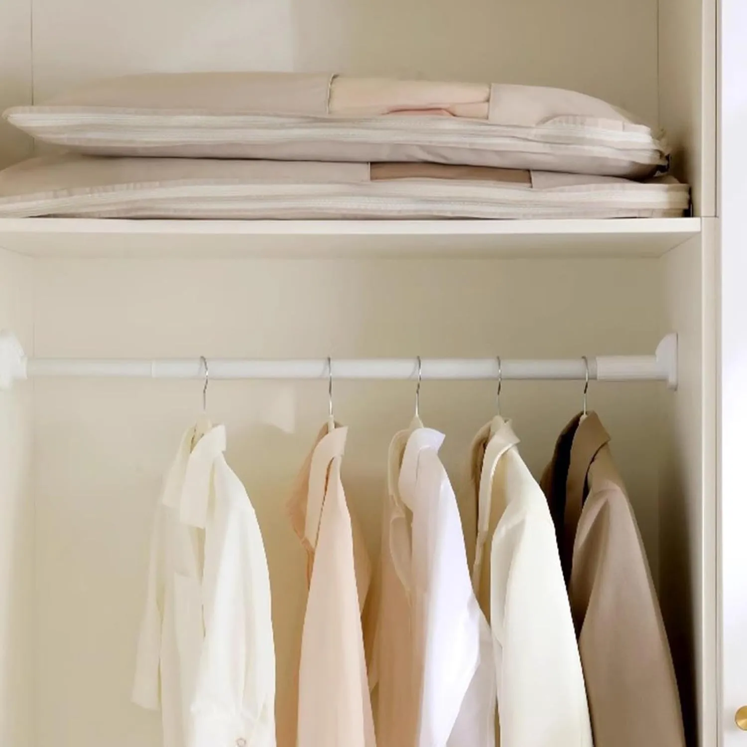 Space Saver Hanging Garment Bags for Closet Storage,Space Saving Hanging Garment Bag Self Compression Zipper,Dust Cover Clothes Bags Travel Organizer Protector for Down Coat Suit (White, 51.18 in)