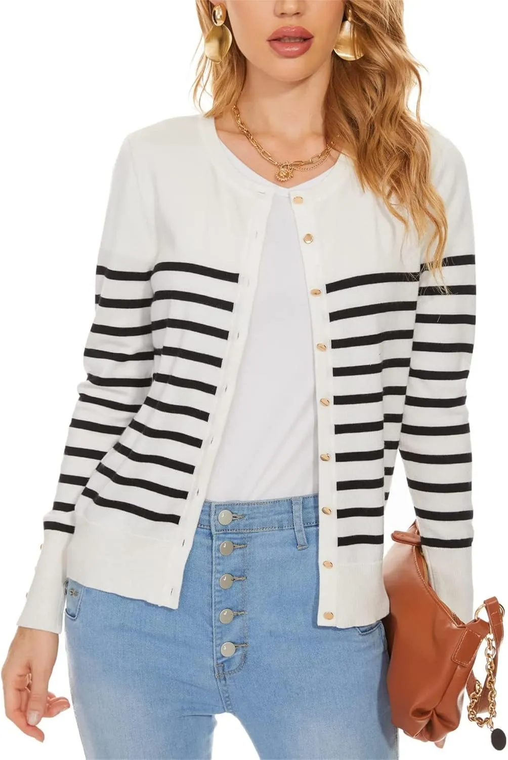 Spicy Sandia Womens Cardigan Sweaters Lightweight Button Up Crewneck Dressy Casual Trendy Spring Sweater Jackets