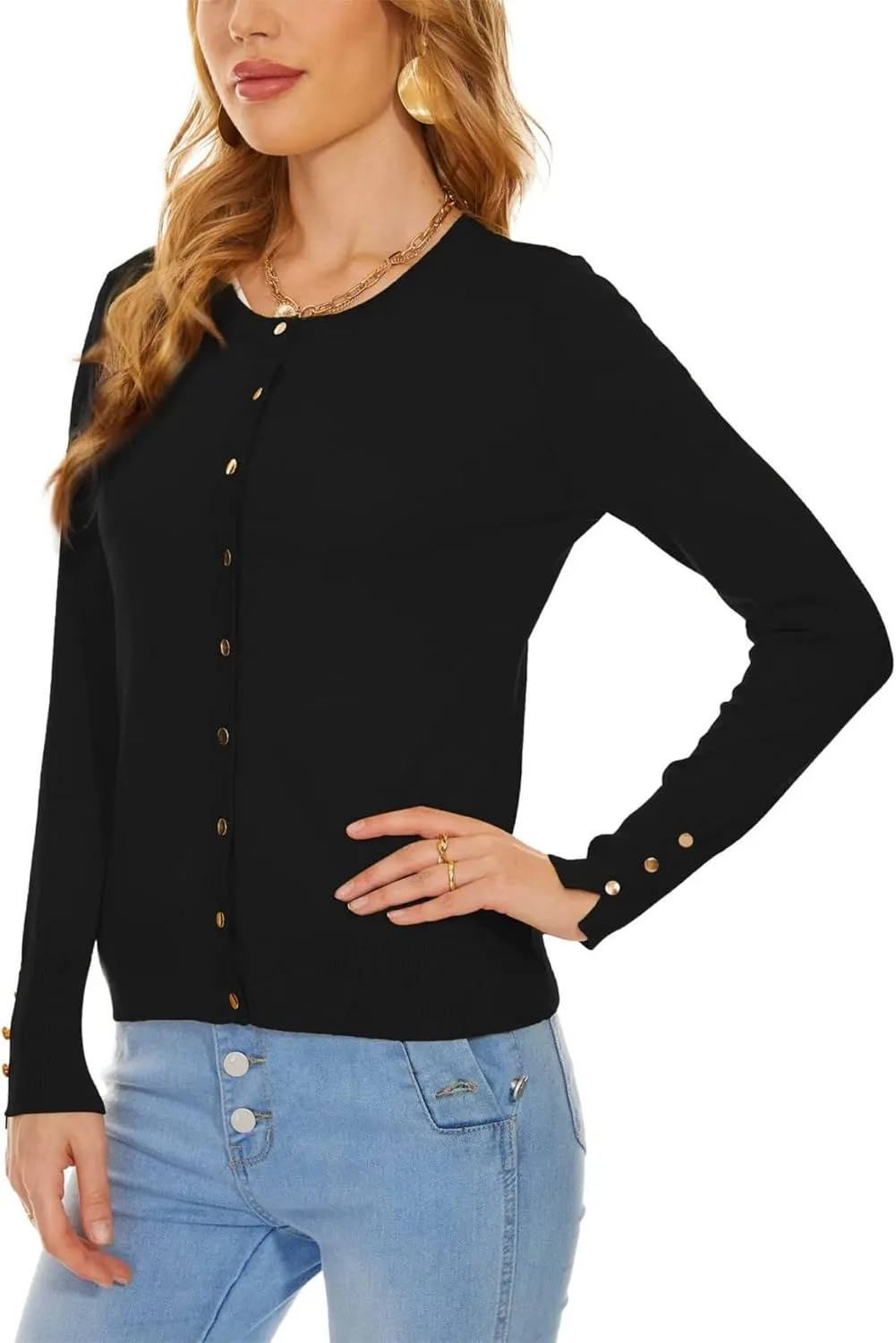 Spicy Sandia Womens Cardigan Sweaters Lightweight Button Up Crewneck Dressy Casual Trendy Spring Sweater Jackets