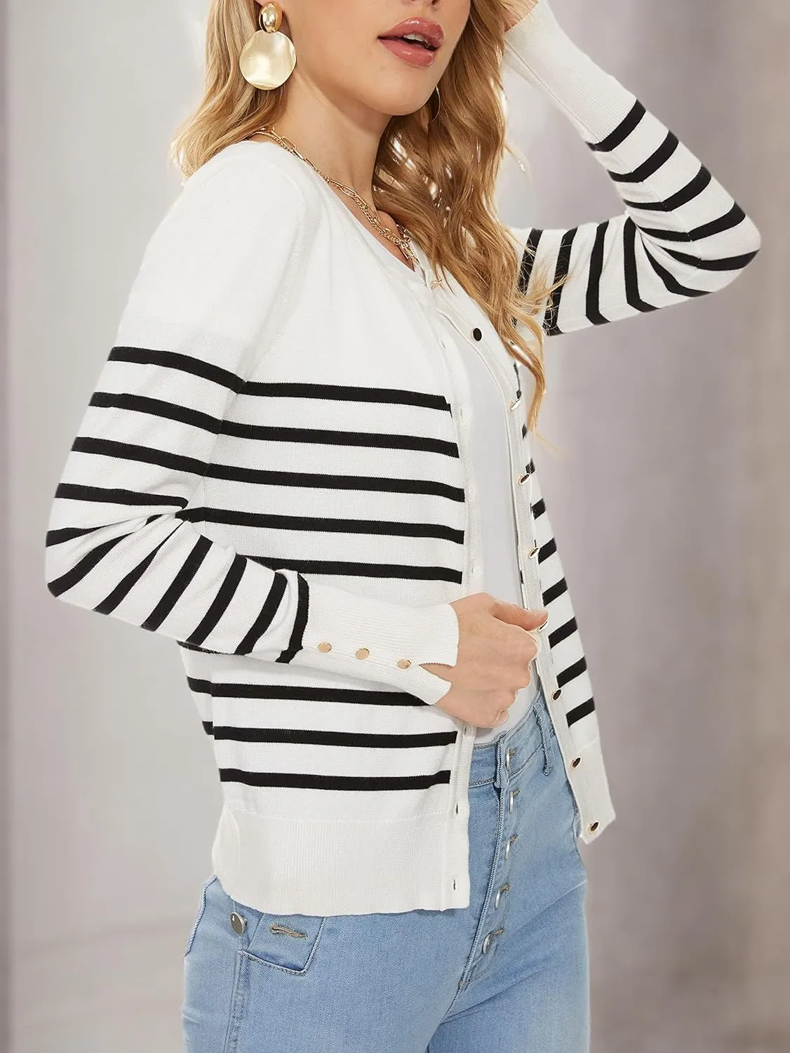 Spicy Sandia Womens Cardigan Sweaters Lightweight Button Up Crewneck Dressy Casual Trendy Spring Sweater Jackets