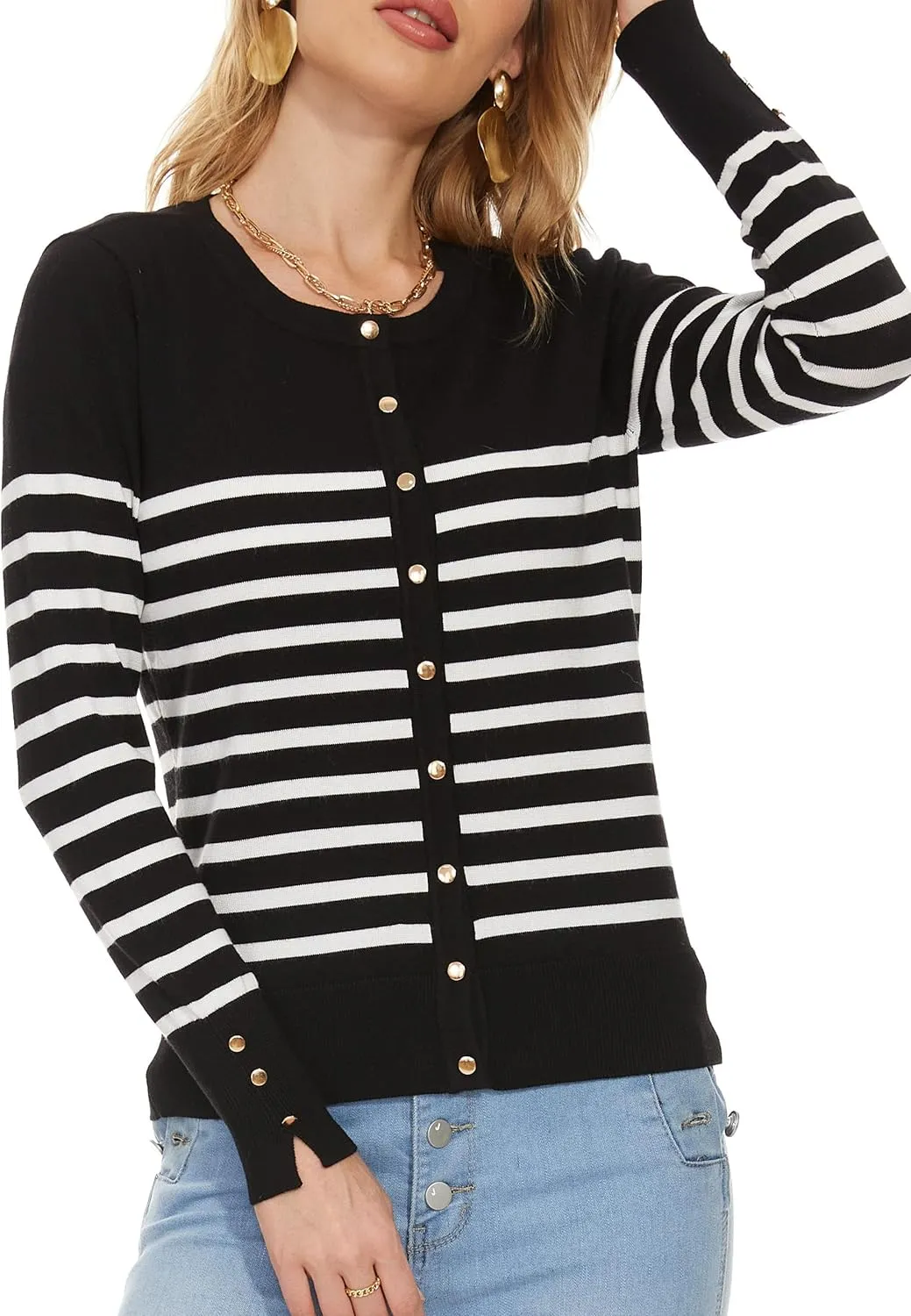 Spicy Sandia Womens Cardigan Sweaters Lightweight Button Up Crewneck Dressy Casual Trendy Spring Sweater Jackets