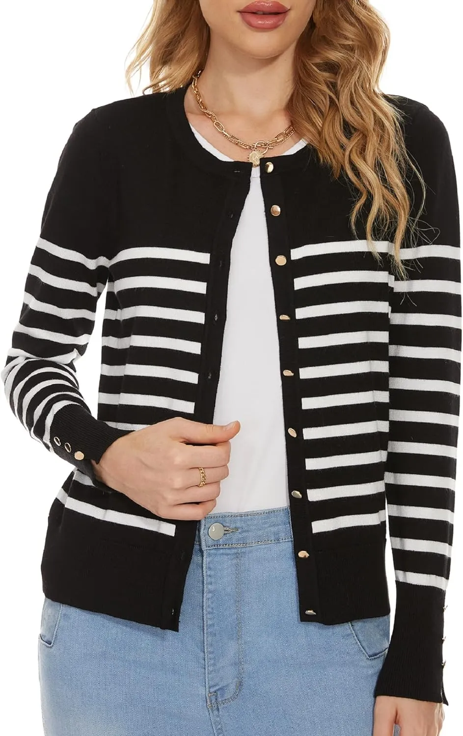 Spicy Sandia Womens Cardigan Sweaters Lightweight Button Up Crewneck Dressy Casual Trendy Spring Sweater Jackets