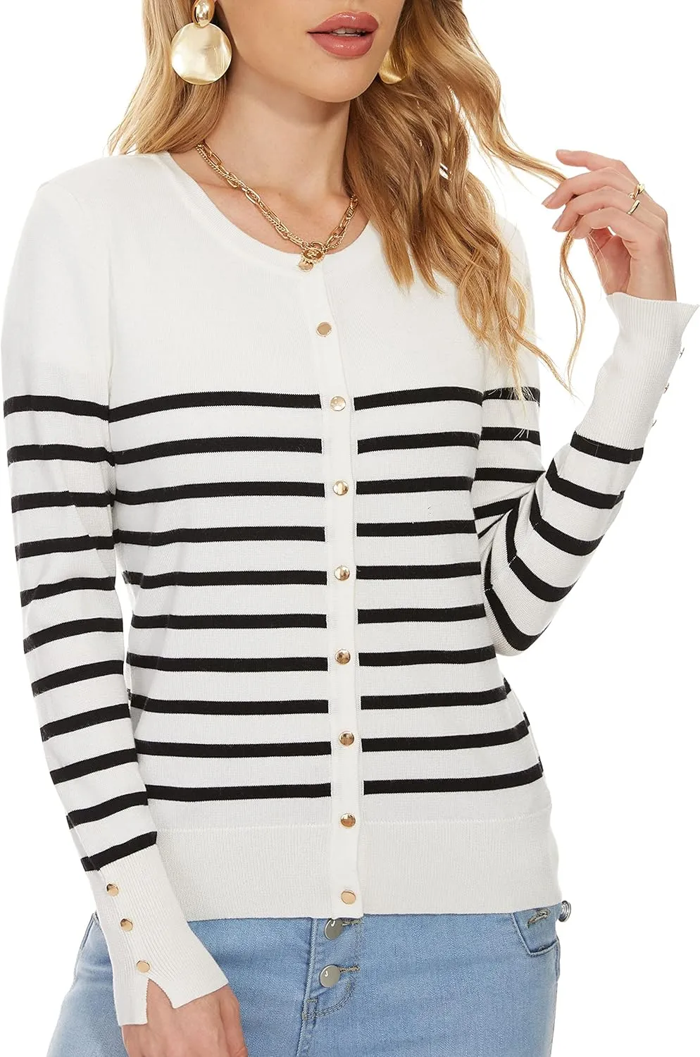 Spicy Sandia Womens Cardigan Sweaters Lightweight Button Up Crewneck Dressy Casual Trendy Spring Sweater Jackets