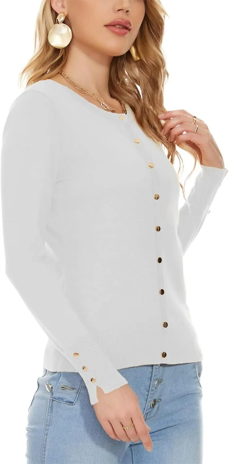Spicy Sandia Womens Cardigan Sweaters Lightweight Button Up Crewneck Dressy Casual Trendy Spring Sweater Jackets
