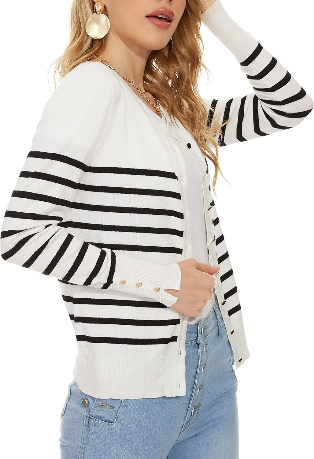Spicy Sandia Womens Cardigan Sweaters Lightweight Button Up Crewneck Dressy Casual Trendy Spring Sweater Jackets