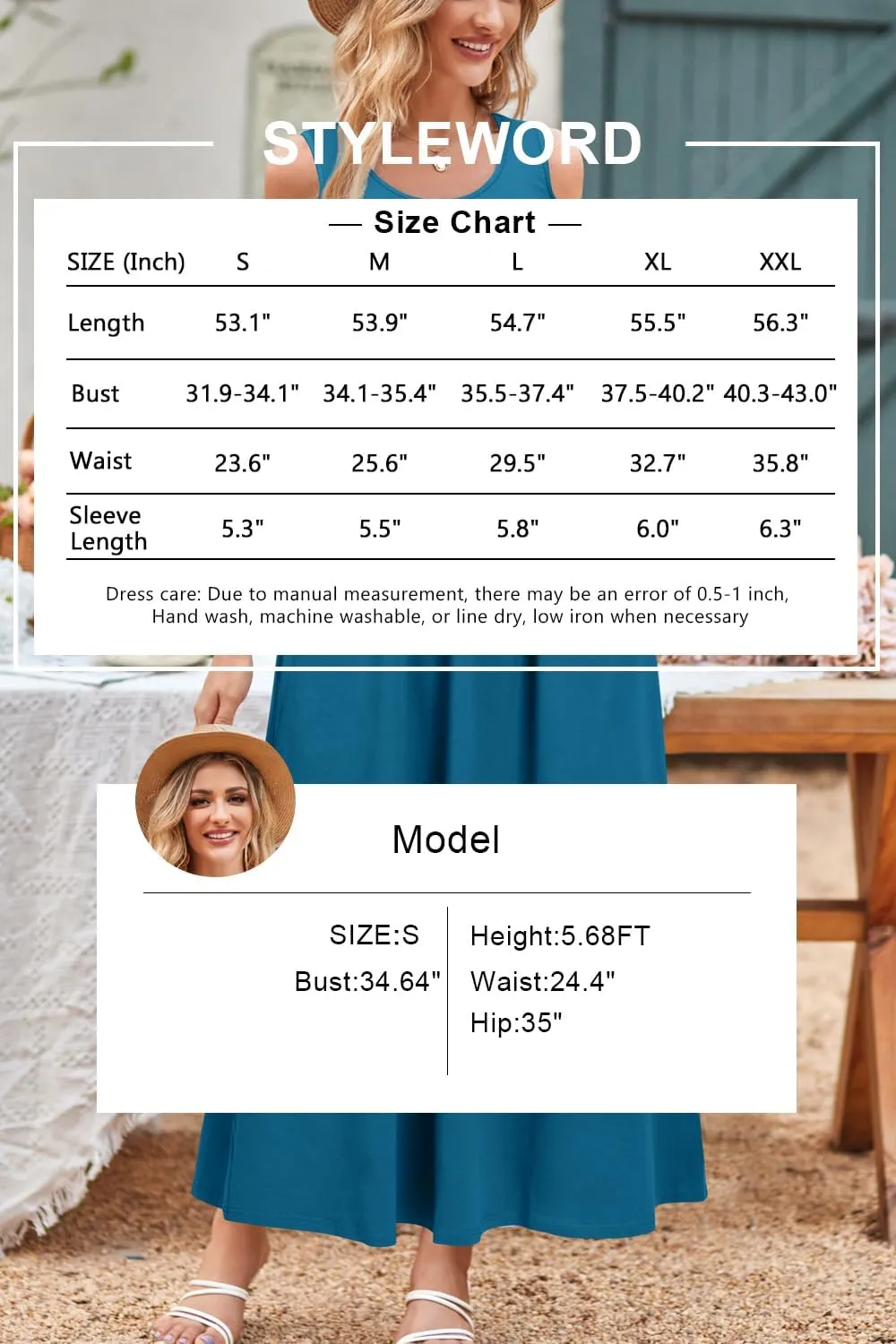 STYLEWORD Women's 2025 Summer Maxi Long Dresses Cold Shoulder Sundress with Pocket