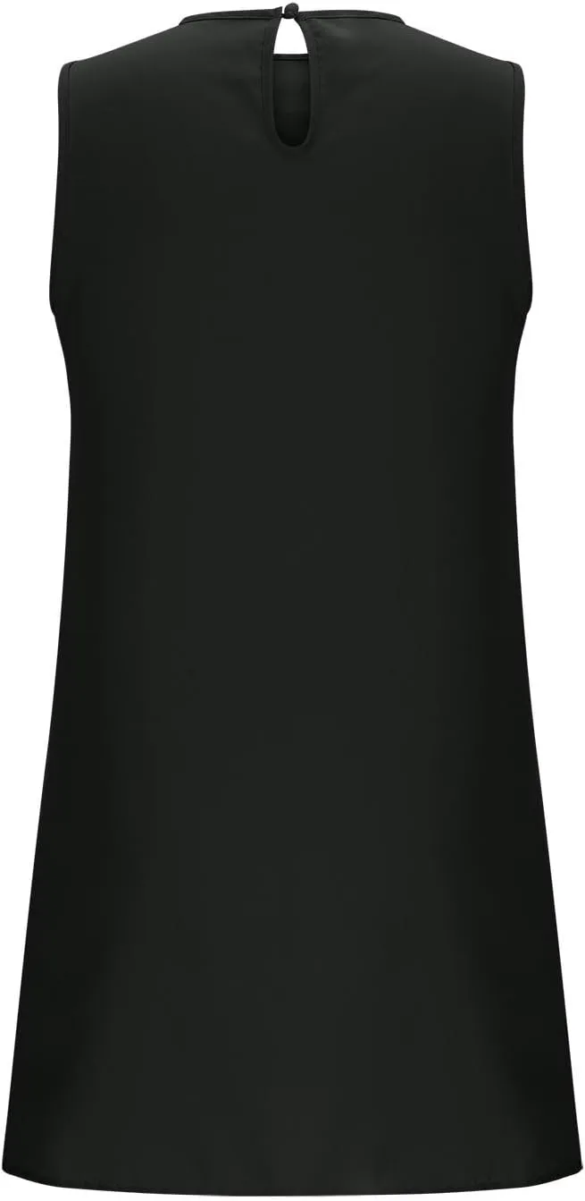 Summer Casual Sleeveless Tank Dresses for Women 2025 Crewneck Beach Vacation Sundresses A-Line Ruffle Hem Mini Dress