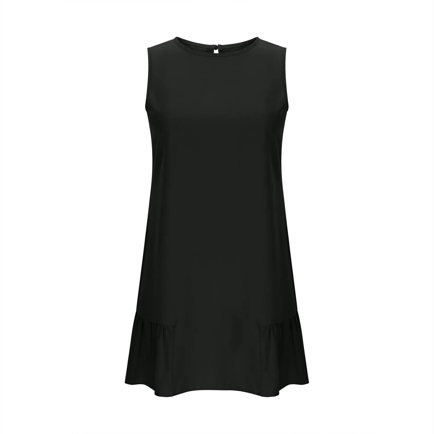 Summer Casual Sleeveless Tank Dresses for Women 2025 Crewneck Beach Vacation Sundresses A-Line Ruffle Hem Mini Dress