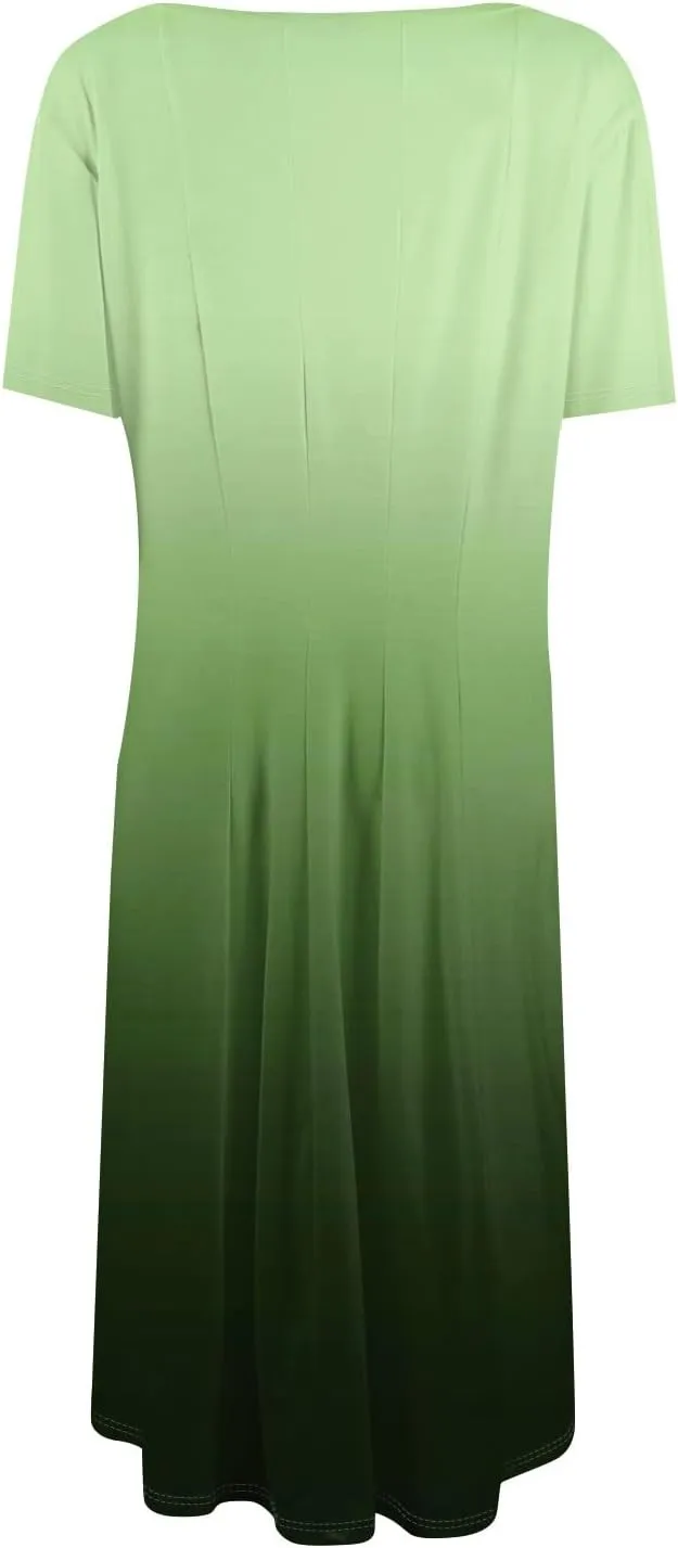 Summer Dress for Women 2025 Short Sleeve Midi Dress Elegant Flower Flowy Sundress Pleated Modest Sundresses