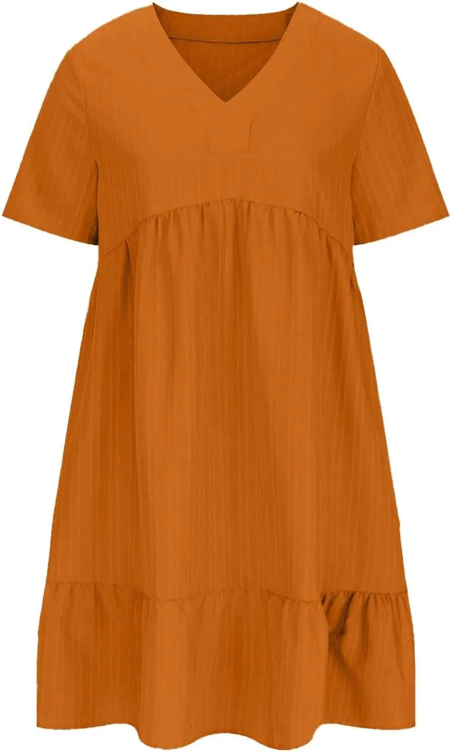 Summer Dresses for Women 2025 Plus Size Short Sleeve V Neck Mini Dress Casual Flowy Swing Boho Beach Vacation Dress