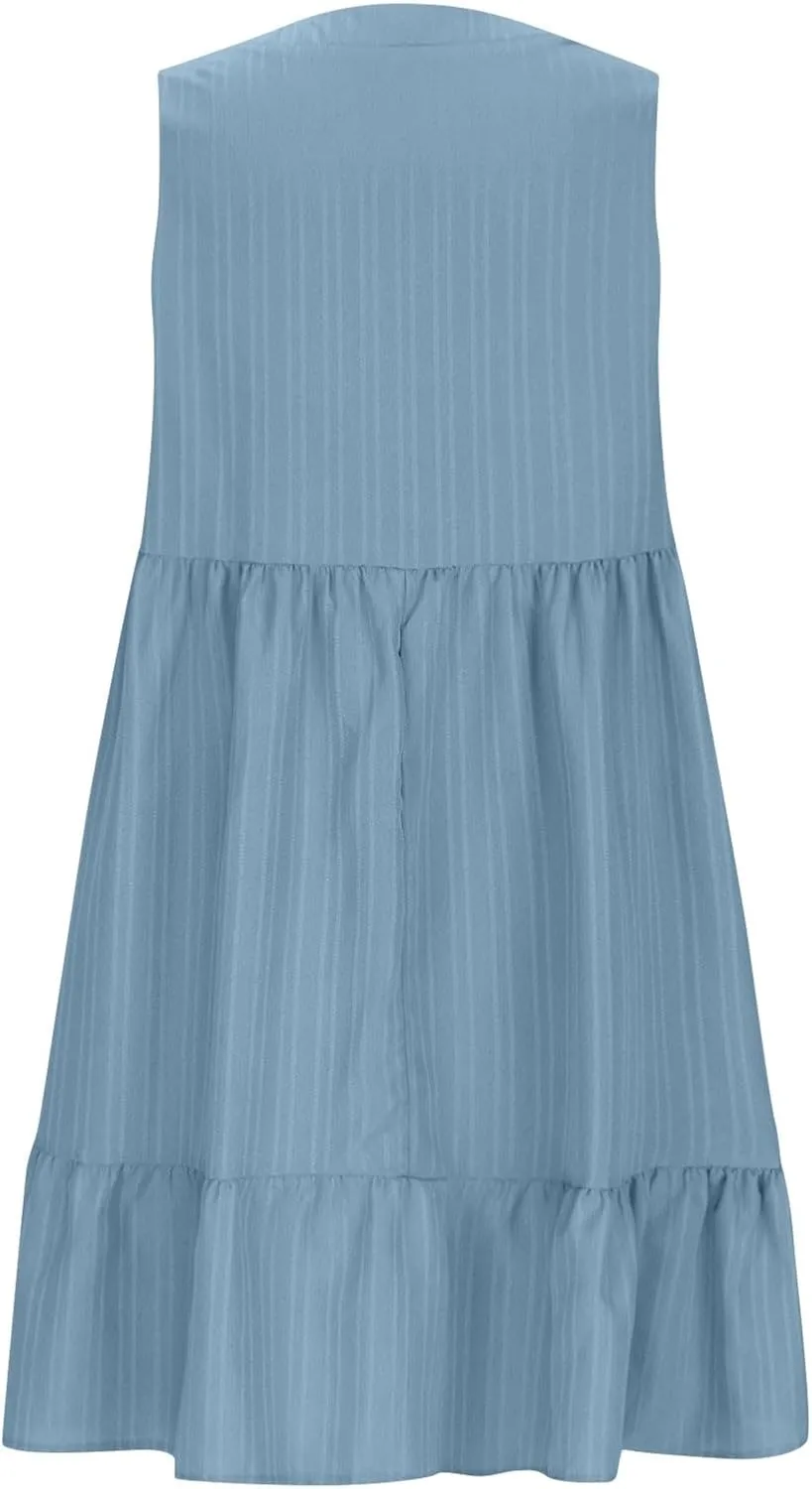 Summer Dresses for Women 2025,Flowy Petite Sun Dress Casyal V Neck A Line Beach Vacation Midi Dresses Trendy Outfits