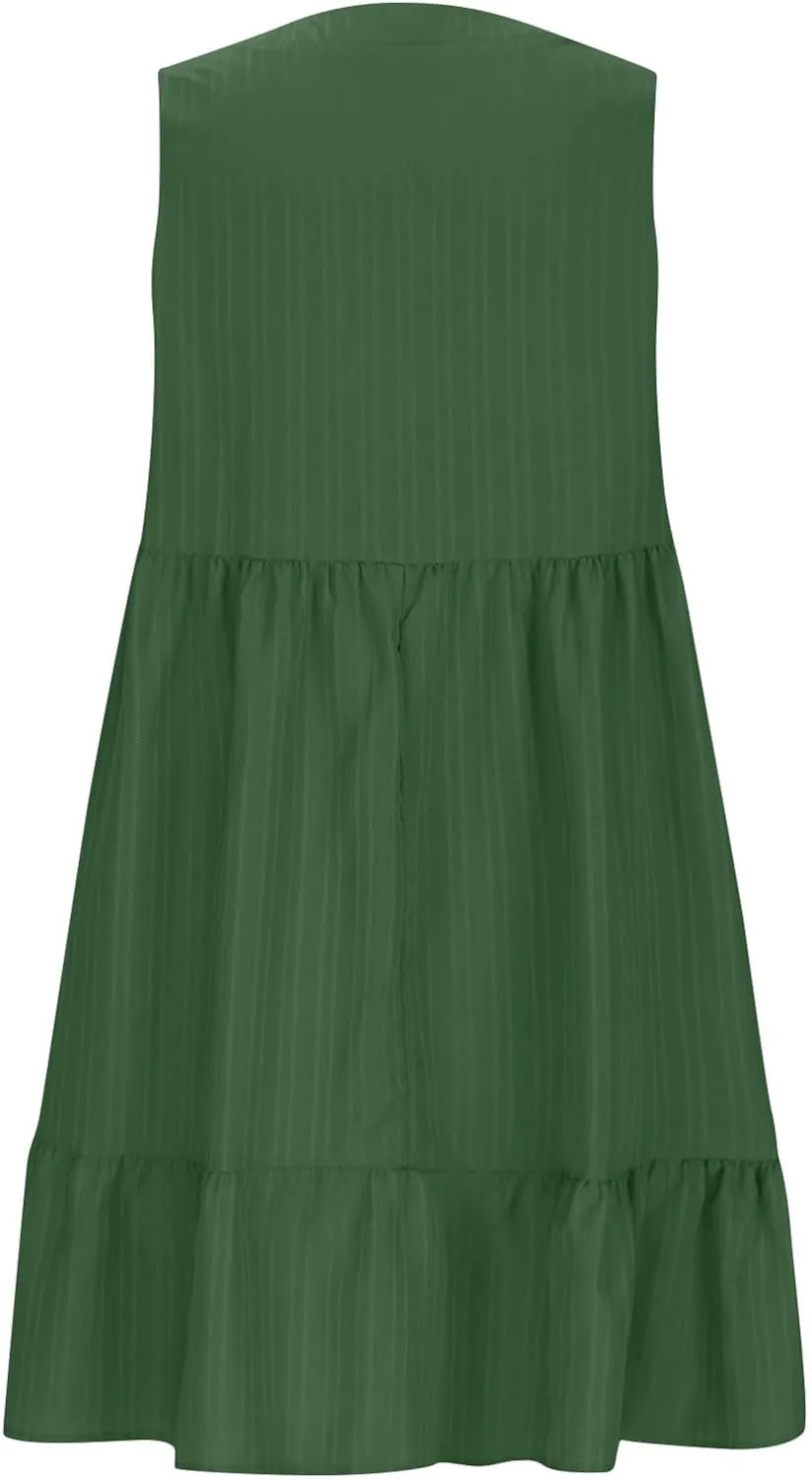 Summer Dresses for Women 2025,Flowy Petite Sun Dress Casyal V Neck A Line Beach Vacation Midi Dresses Trendy Outfits
