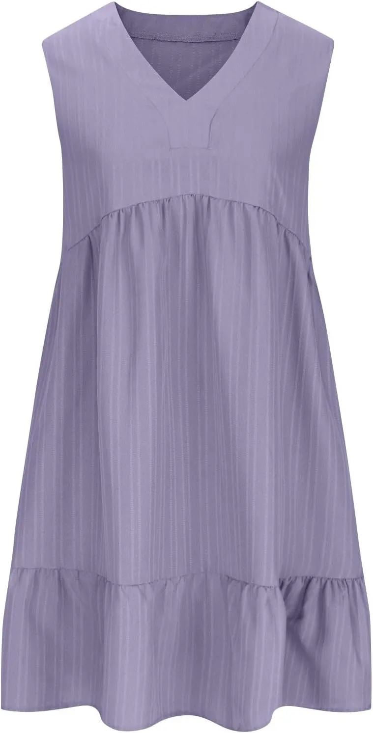 Summer Dresses for Women 2025,Flowy Petite Sun Dress Casyal V Neck A Line Beach Vacation Midi Dresses Trendy Outfits