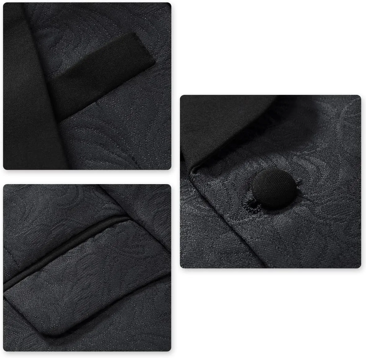 SWOTGdoby Boys 3 Pieces Suit Slim Fit Jacquard Tuxedo Formal Shawl Collar Jacket Vest Pants Ring Bearer Outfit Wedding Prom