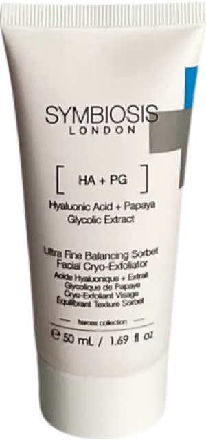 symbiosis london Hyaluronic Acid   Papaya Glycolic Extract Ultra Fine Balancing Sorbet Facial Cryo-exfoliater 50ml