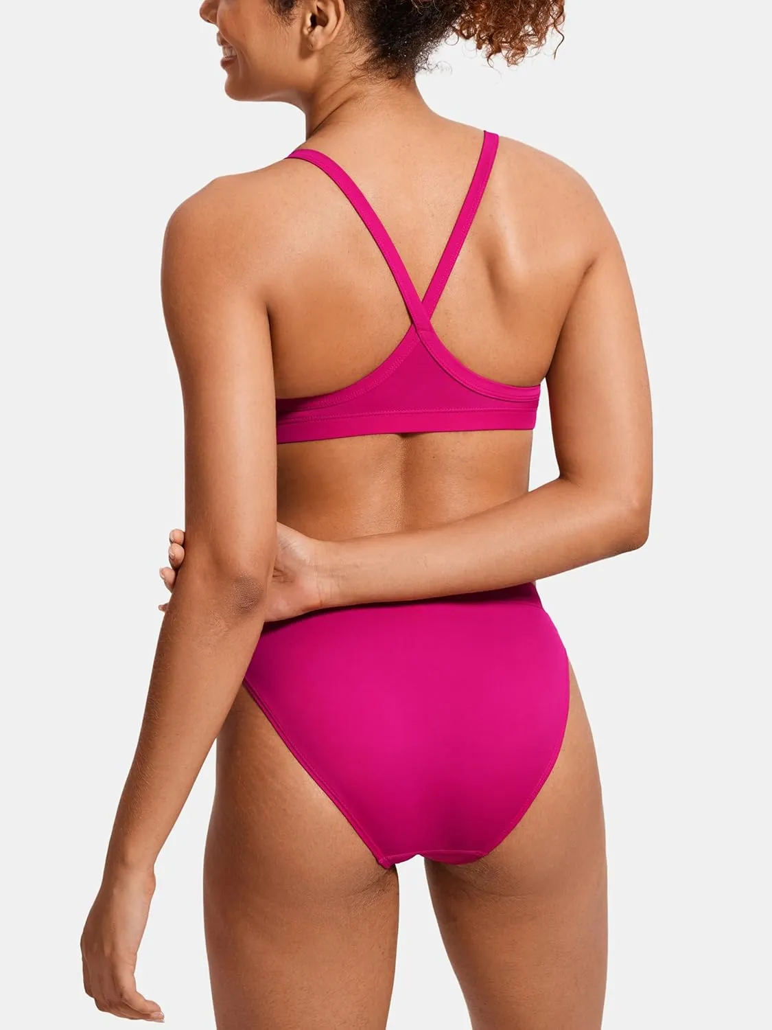 SYROKAN Women's Athletic Training Two Piece Swimsuit Bikini Sets Bathing Suit Racerback Sporty Swimwear
