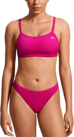 SYROKAN Women's Athletic Training Two Piece Swimsuit Bikini Sets Bathing Suit Racerback Sporty Swimwear