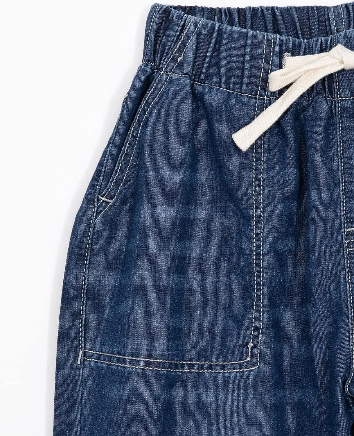 ThCreasa Womens Casual Elastic Waist Pull On Jeans Lightweight Drawstring Denim Pants