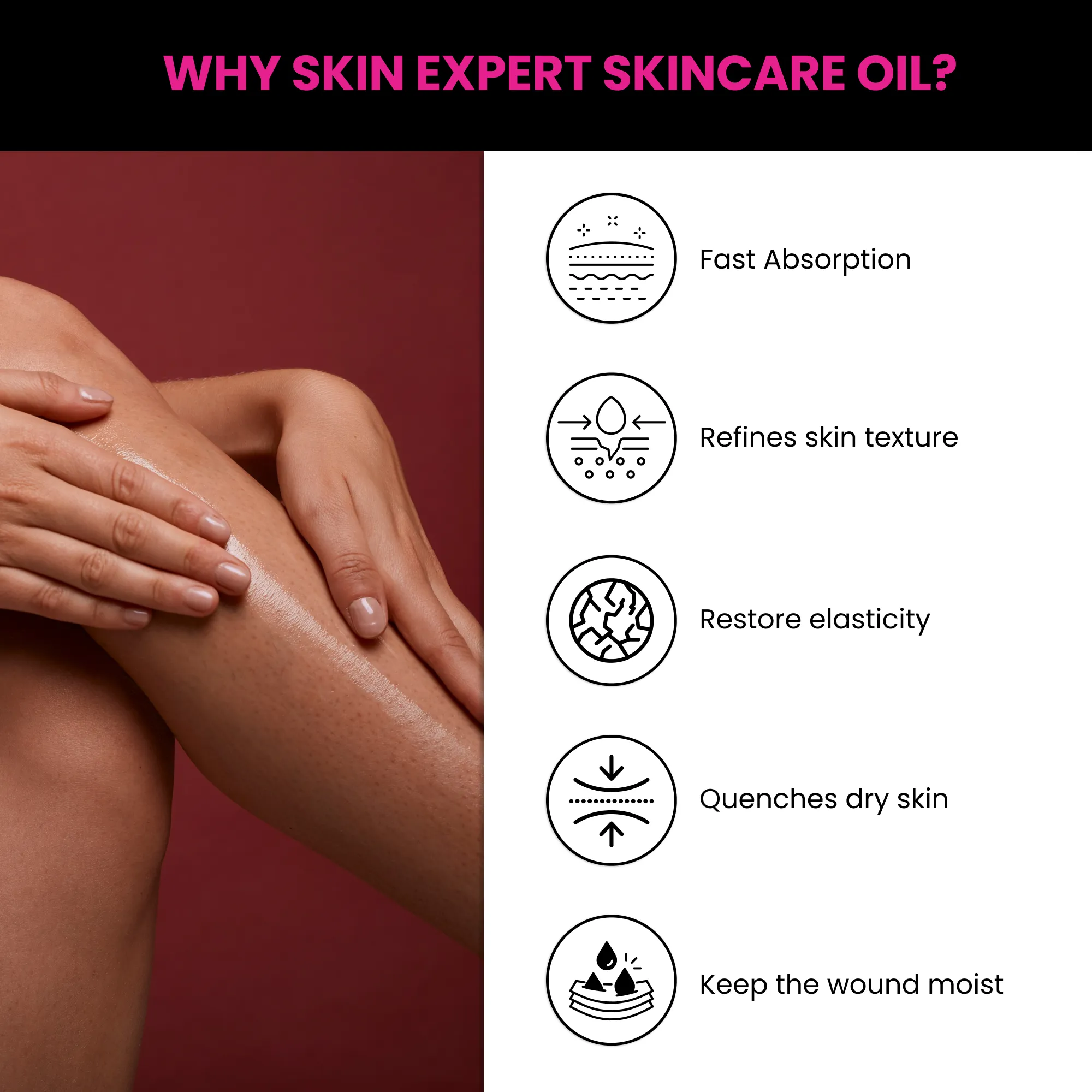 ThriveCo Skin Expert Skincare Oil For Face & Body | Fades Scars & Stretch Marks, Hydrates Dry Skin, Restores Skin Elasticity & Evens Skin Tone (80ml)