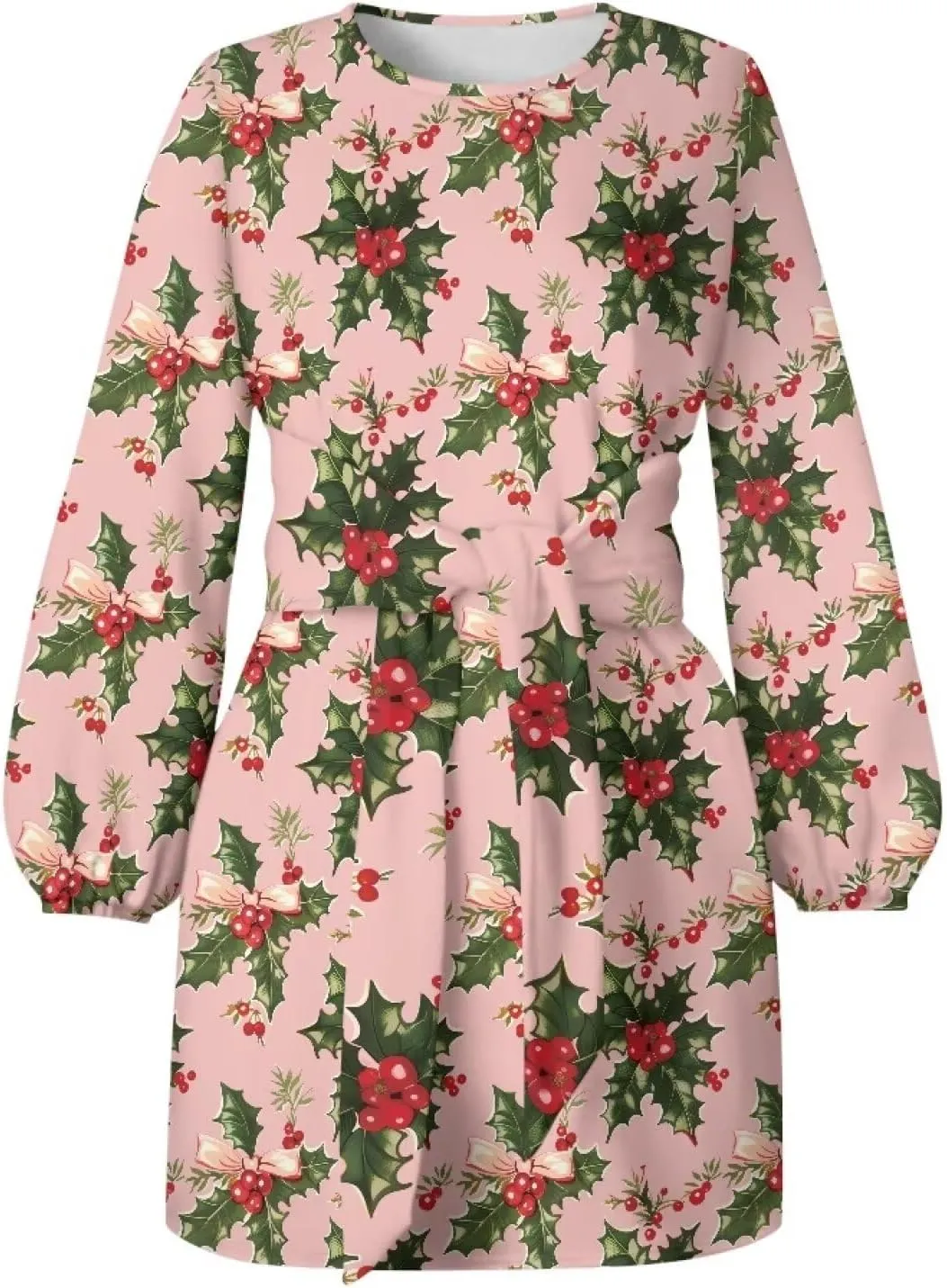 TODIYADDU Womens Dresses Trendy Cocktail Dresses for Wedding Guest Casual Fall Dresses Ladies Long Sleeve Tie Waist Dress