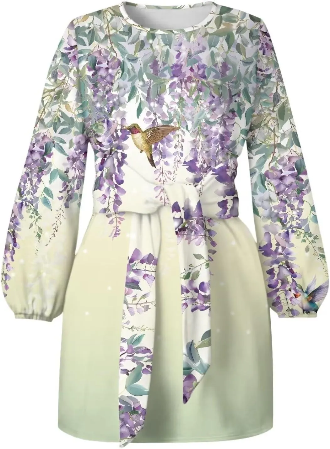 TODIYADDU Womens Dresses Trendy Cocktail Dresses for Wedding Guest Casual Fall Dresses Ladies Long Sleeve Tie Waist Dress