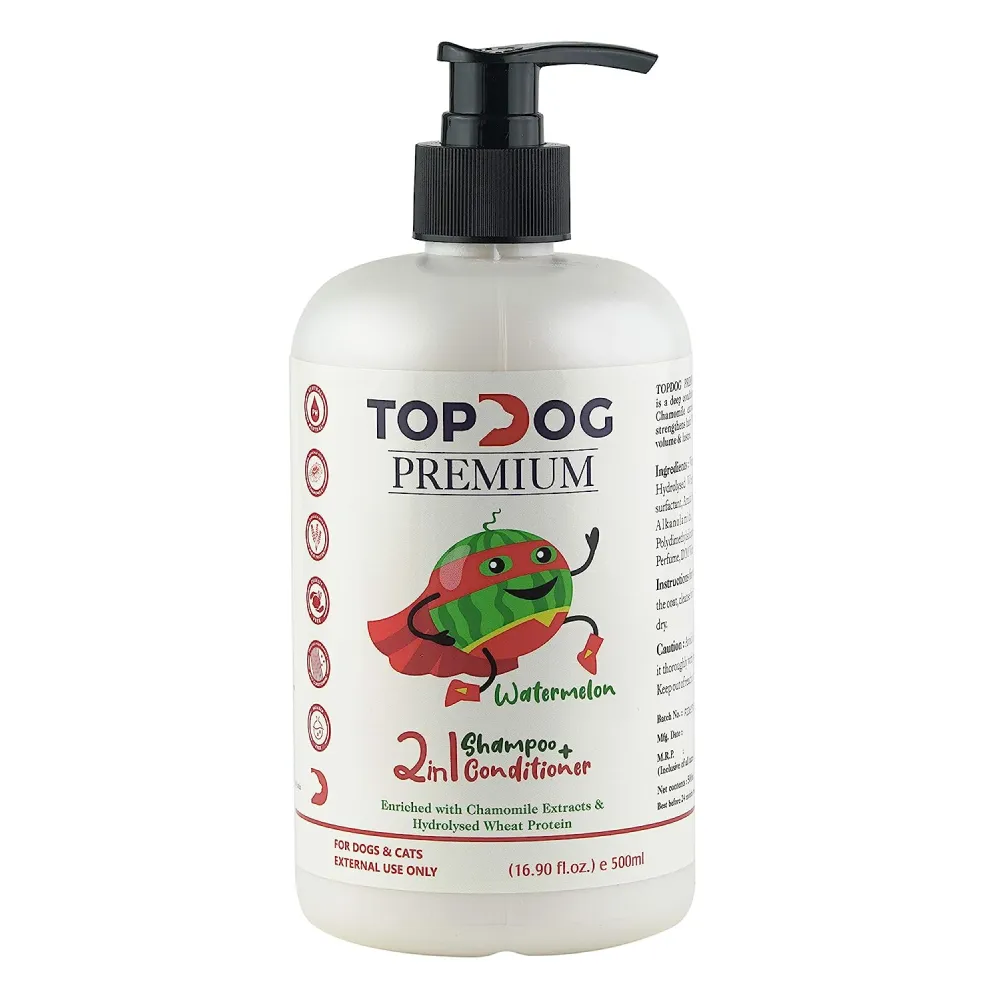 TopDog Premium Watermelon 2 in 1 Shampoo and Conditioner for Dogs and Cats