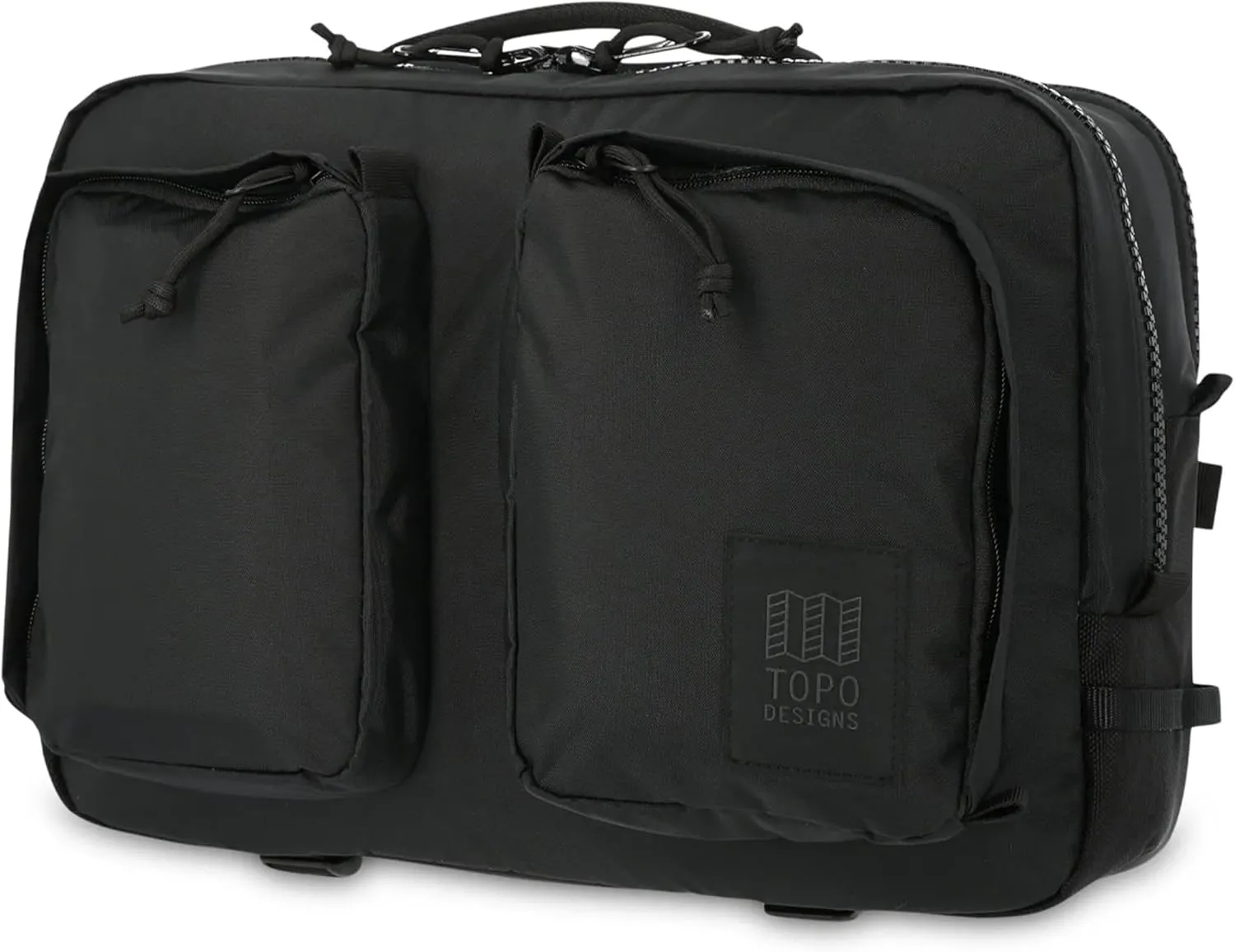 Topo Designs Global Briefcase - Bold Daily Carry Bag, Commuting Travel Pack with Oversized Zips, Signature Denver Style (Eco-Friendly/Black)