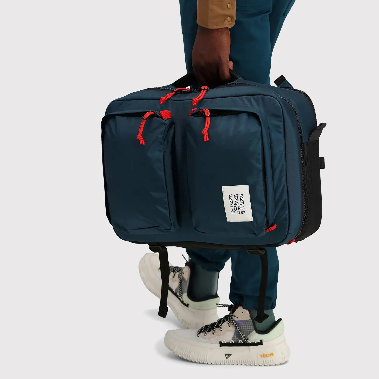 Topo Designs Global Briefcase - Bold Daily Carry Bag, Commuting Travel Pack with Oversized Zips, Signature Denver Style (Eco-Friendly/Black)