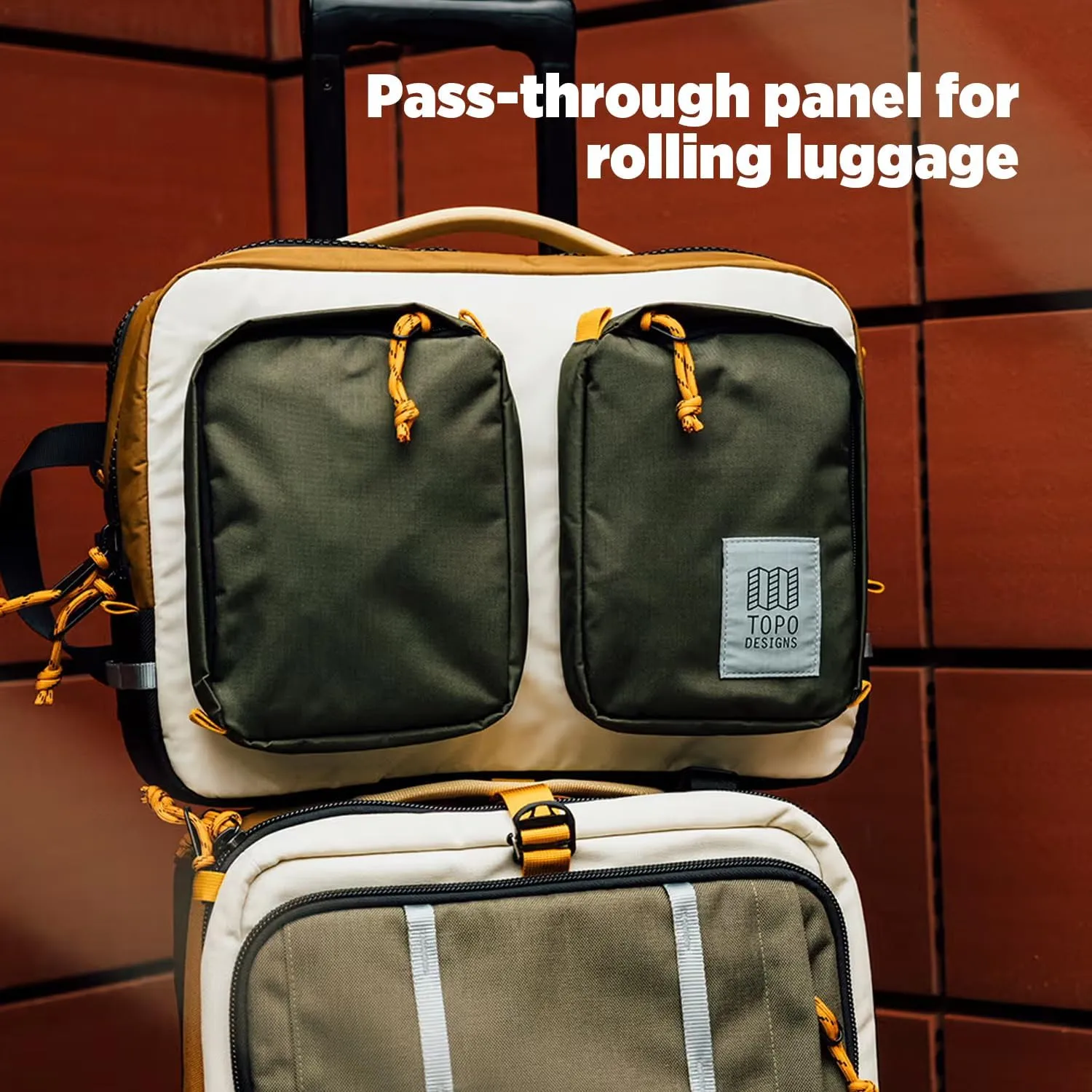Topo Designs Global Briefcase - Bold Daily Carry Bag, Commuting Travel Pack with Oversized Zips, Signature Denver Style (Eco-Friendly/Caribbean)